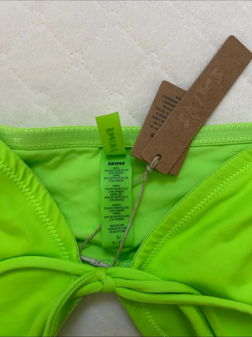 SKIMS | Long Sleeve Neon Green Bikini Top | S